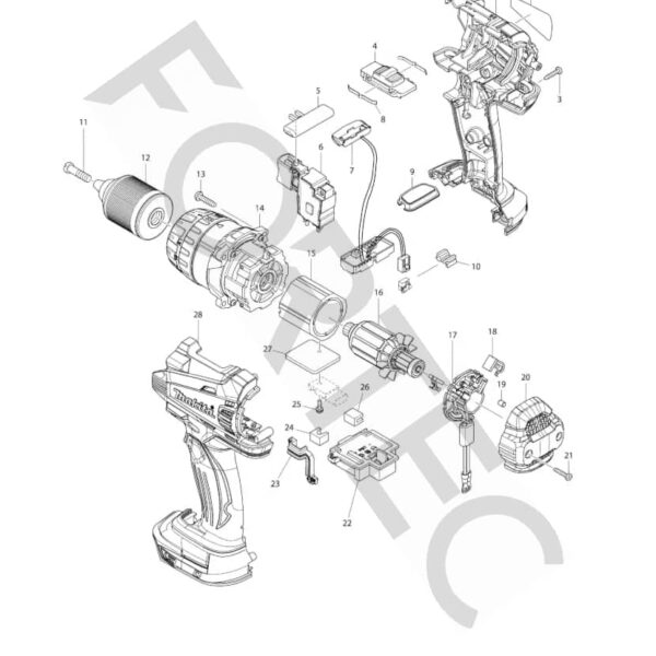 Makita DDF458Z varuosad