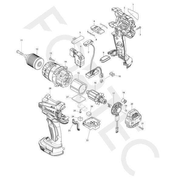 Makita DHP458Z varuosad