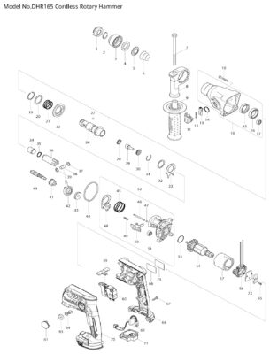 Makita DHR165 varuosade joonis