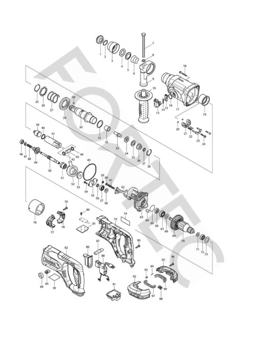 Makita DHR241Z varuosad (1)