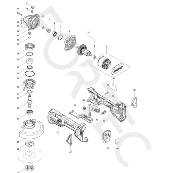 Makita DGA508Z varuosad