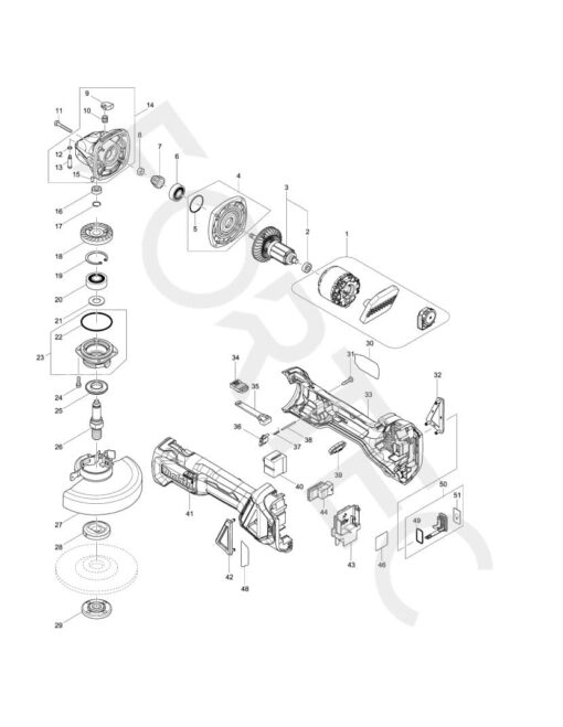 Makita DGA512ZU varuosad