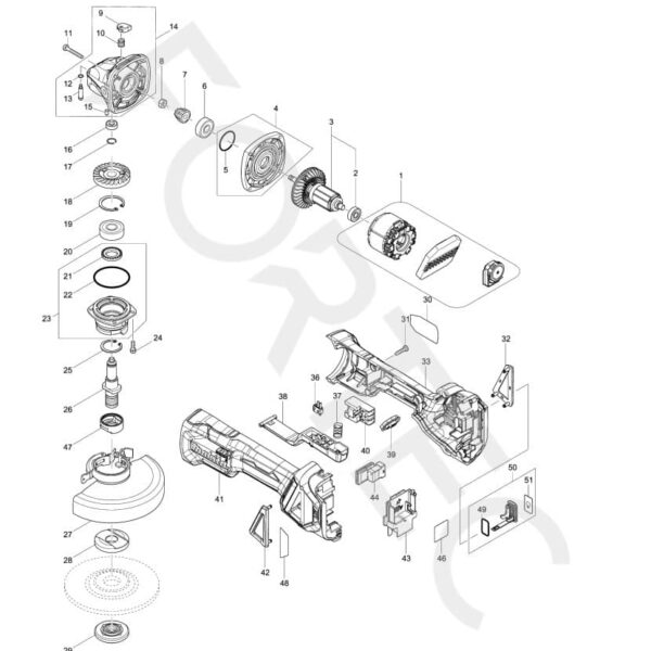 Makita DGA518ZU varuosad