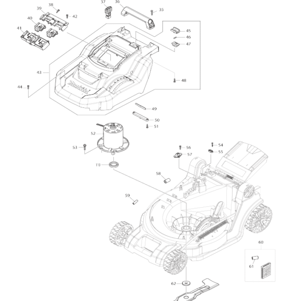 Alternative view of Makita DLM432 varuosad