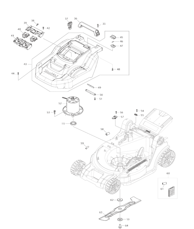 Akumuruniiduk MAKITA DLM432 varuosad